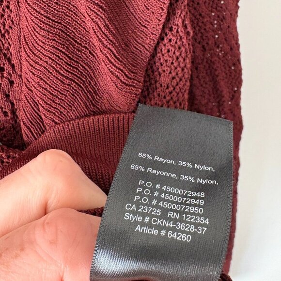 Aritzia Wilfred Bernelle Ruffle Crochet Sweater Burgundy Wine Size Medium - Picture 8 of 8